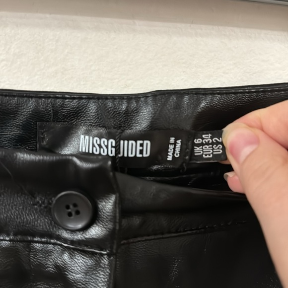 Missgurded black Co Ord Side Split Faux Leather trousers pants, size 2 - Picture 10 of 12